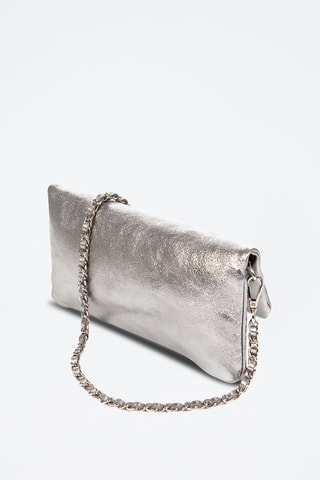 Mala a tiracolo de couro Orquidea Prateado