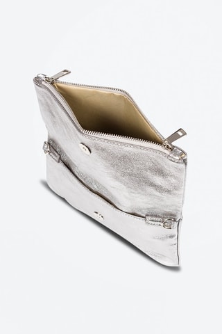 Mala a tiracolo de couro Orquidea Prateado