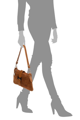 Mala a tiracolo em nobuck Castanho