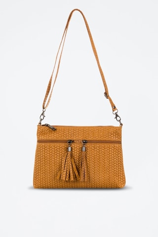 Mala a tiracolo trançada em couro Oderzo - Mostarda