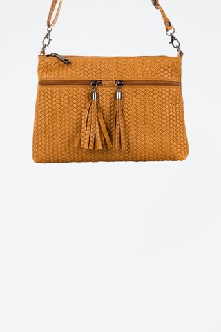 Mala a tiracolo trançada em couro Oderzo - Mostarda