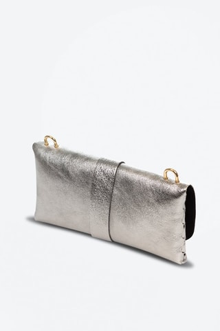 Mala a tiracolo em couro Amaseno - Prateado e dourado