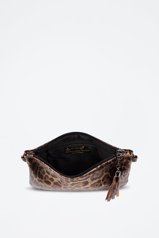 Mala a tiracolo em couro - Castanho e preto