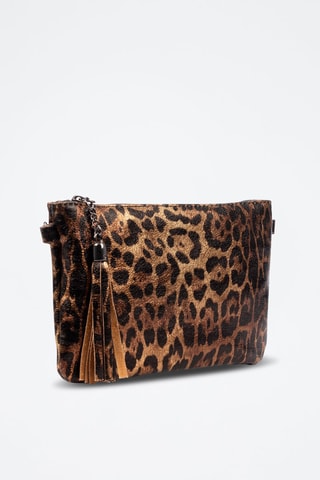 Mala a tiracolo em couro - Castanho e preto