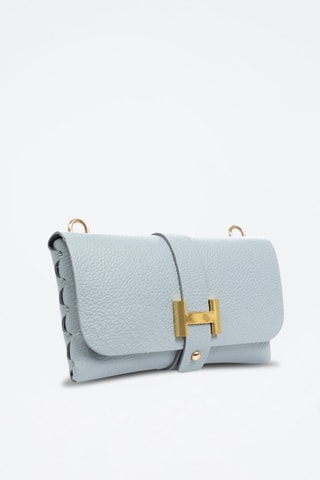 Mala a tiracolo de couro - Azul-claro