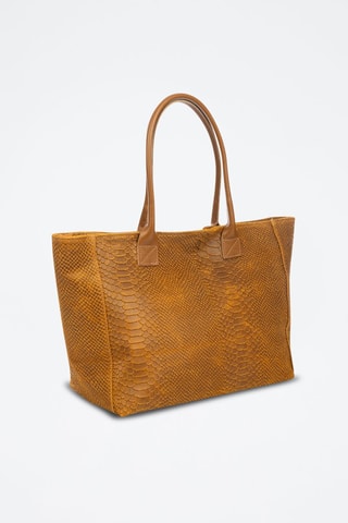 Mala shopper em couro - Castanho