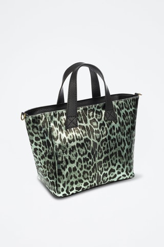 Mala shopper em couro - Verde e preto