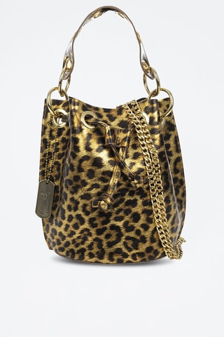 Mala bucket em couro - Bege e camel