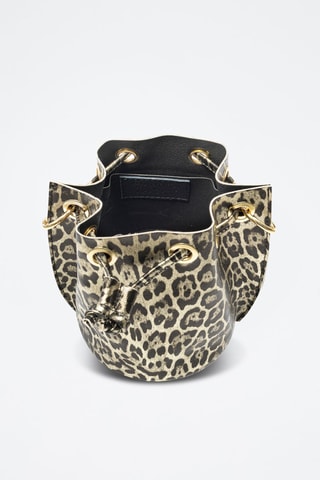 Mala bucket em couro - Cru e preto