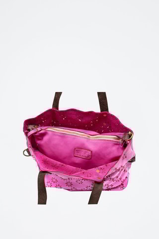 Mala shopper em couro napa - Fúchsia