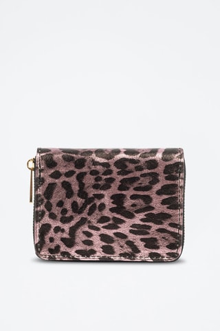 Porta-moedas em couro - Preto e rosa