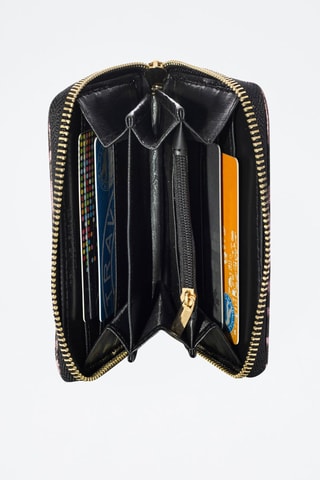 Porta-moedas em couro - Preto e rosa