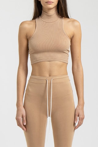 Crop-top côtelé Crop Funnel Camel