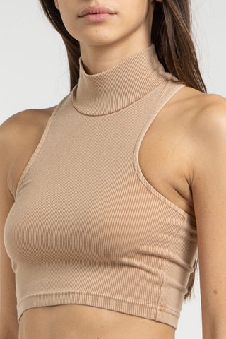 Crop-top côtelé Crop Funnel Camel