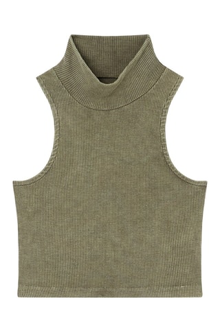 Crop-top côtelé Crop Funnel Kaki