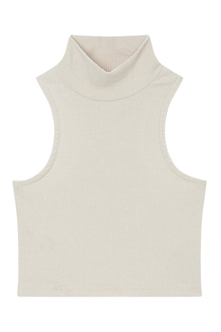 Crop-top côtelé Crop Funnel Ecru