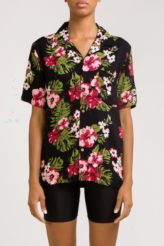 Chemisier Aloha Shirt - Noir et rose
