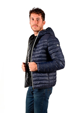 Gewatteerde Jas met Capuchon Luxus Marineblauw