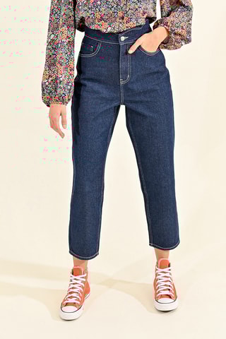 Jean 7/8 taille haute - Bleu foncé - Lili Sidonio