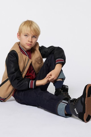 Bomber en laine - Beige et noir - Boss