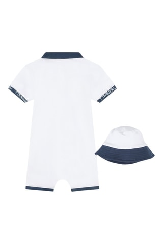 Combishort et bob en coton biologique - Blanc et bleu - Timberland