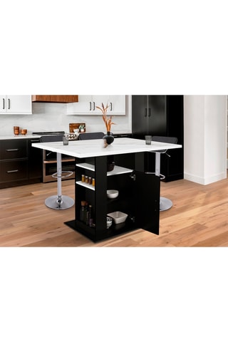 Ilha central Théo Imitação mármore e preto