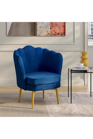 Fauteuil Arielle - Bleu et doré - Velours