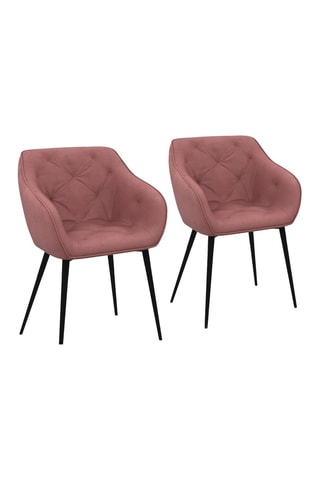 2 fauteuils Julia - Rose et noir - Velours