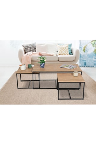 3 tables gigognes Manufacture - Imitation bois et noir