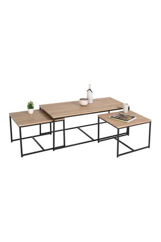 3 tables gigognes Manufacture - Imitation bois et noir