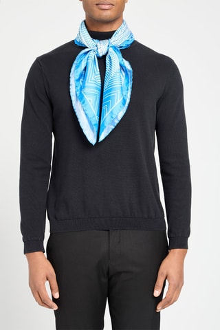 Carré en soie - Blanc et bleu marine