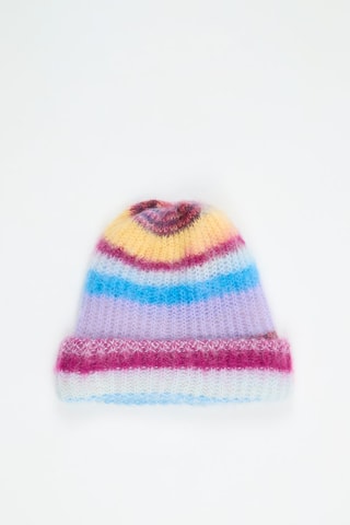 Bonnet en mohair et laine - Mauve et fuchsia