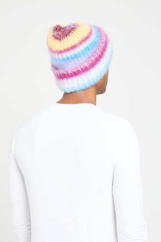 Bonnet en mohair et laine - Mauve et fuchsia