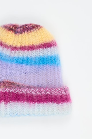 Bonnet en mohair et laine - Mauve et fuchsia