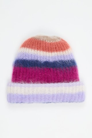 Bonnet en mohair et laine - Mauve et fuchsia