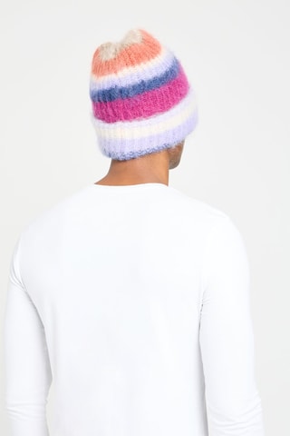 Bonnet en mohair et laine - Mauve et fuchsia