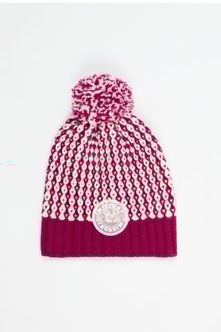 Bonnet à pompon en laine - Bordeaux