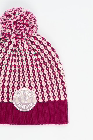 Bonnet à pompon en laine - Bordeaux