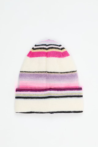 Bonnet en alpaga et mohair - Blanc et rose
