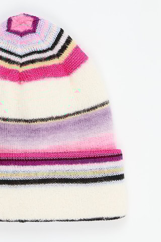 Bonnet en alpaga et mohair - Blanc et rose