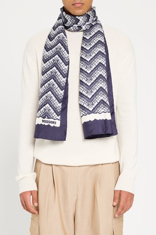 Etole en soie Bleu nuit et gris