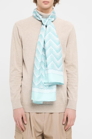 Etole en soie - Turquoise et écru