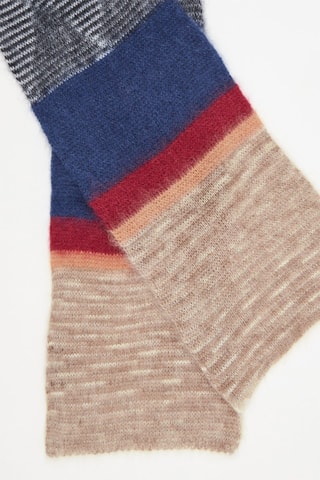 Echarpe en laine et mohair - Bleu marine et beige chiné