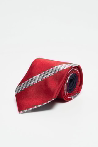 Cravate en soie Rouge et gris