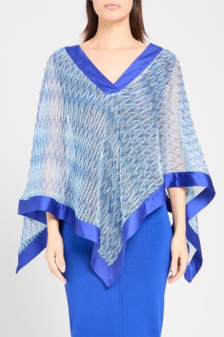 Poncho en laine - Bleu roi