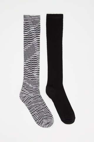 2 paires de chaussettes hautes - Noir et blanc