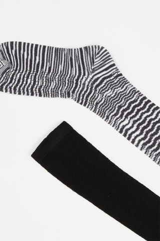 2 paires de chaussettes hautes - Noir et blanc