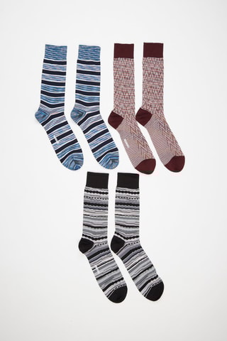 3 paires de chaussettes Bleu et marron