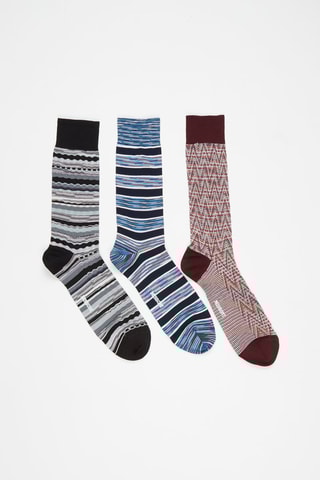 3 paires de chaussettes Bleu et marron