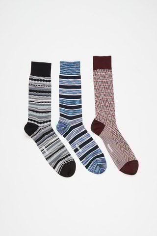 3 paires de chaussettes Bleu et marron